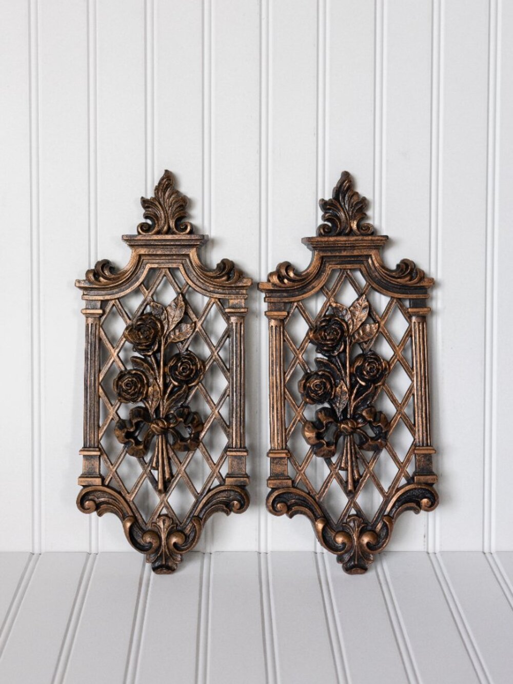 Dart Industries Vintage Rose Wall Plaques Pair 70s
